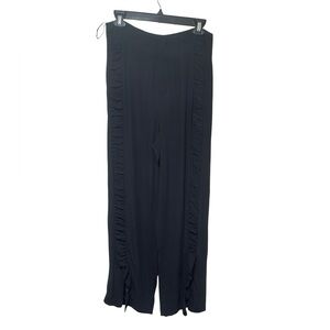 Bimbo y Lola women pants size 40 black slit front leg front zipper Office